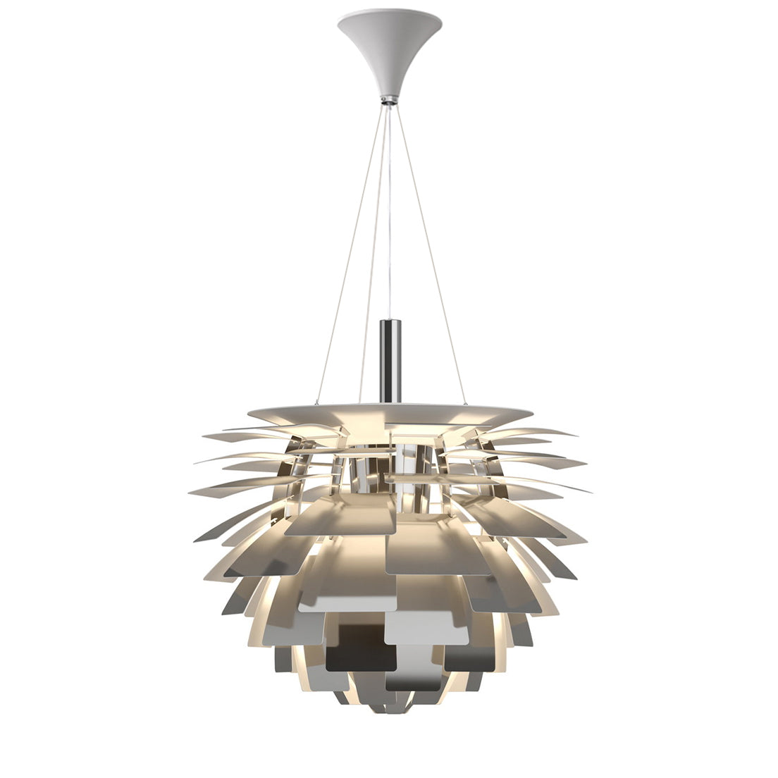 Sculptural Metal Shade Hanging Fixture 20 in Adjustable Height Overhead Lighting for Dining Room Kitchen Island Entryway Warm Glow Installat