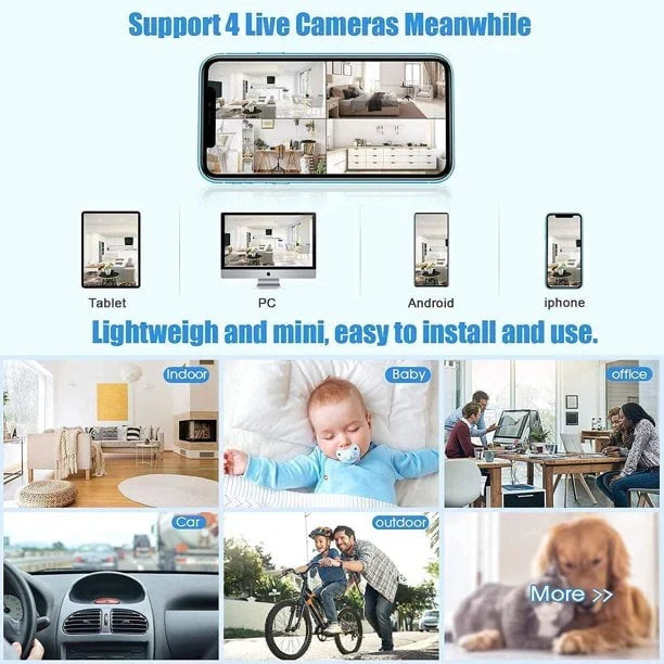 Compact WiFi Security Camera 1080P HD Night Vision Motion Detection Magnetic Mount Two-Way Audio Wireless Indoor Outdoor Home Monitor