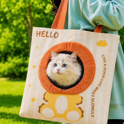 Ortekor Portable Small Pet Travel Tote Bag for Daily Outings - Lightweight Peek-Out Carrier for Cats & Puppies Under 6.6 lb