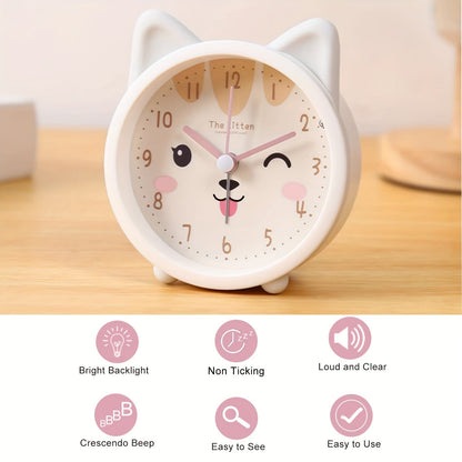 Silent Alarm Clock with Night Light for Kids – Bunny Design, No Ticking Sound, Bedside Lamp Function for Boys & Girls Bedroom