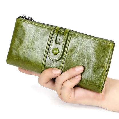 Slim Leather Wallet for Women with Zipper Coin Pocket & Multiple Card Slots | RFID Blocking Compact Bifold Organizer for Everyday Use