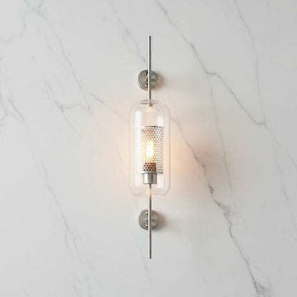 Glass Wall Sconce Light Fixture Gold Chrome Finish for Bathroom Bedroom Living Room Entryway Hallway Modern Minimalist Lighting