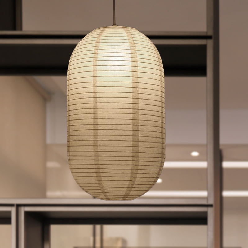 Japanese Paper Lantern Pendant Light White Round Ceiling Fixture for Dining Room Bedroom Kitchen Island Hanging Lamp E26 Base Modern Asian