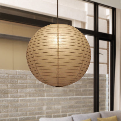 Japanese Paper Lantern Pendant Light White Round Ceiling Fixture for Dining Room Bedroom Kitchen Island Hanging Lamp E26 Base Modern Asian