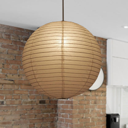 Japanese Paper Lantern Pendant Light White Round Ceiling Fixture for Dining Room Bedroom Kitchen Island Hanging Lamp E26 Base Modern Asian