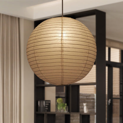 Japanese Paper Lantern Pendant Light White Round Ceiling Fixture for Dining Room Bedroom Kitchen Island Hanging Lamp E26 Base Modern Asian