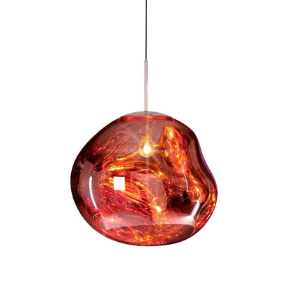 Glass Pendant Light Fixture for Dining Room & Kitchen – Modern Metal Hanging Lamp in Gold, Silver & Red – E26 Socket for LED &