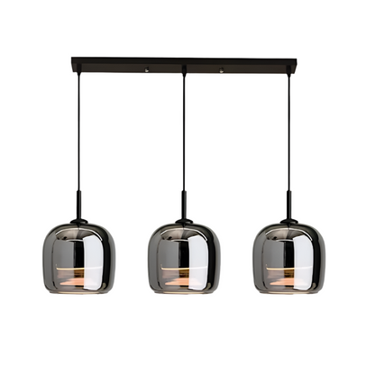 Smoky Glass Drop Ceiling Light E27 Socket Black Finish Adjustable Cord for Kitchen Island Bedroom Dining Room Scandinavian Minimal Style Hom