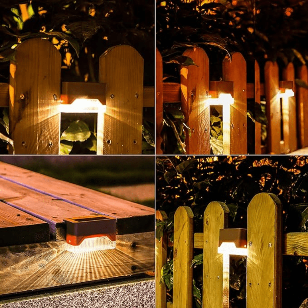 Solar LED Outdoor Step Lights 4-Pack with Automatic Dusk Sensor | Weather-Resistant Wireless Deck & Patio Lighting for Stairs, Walkways