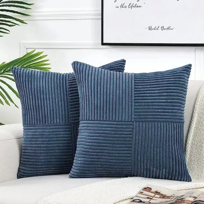 Textured Plush Throw Pillow Cover 18x18 Inch Gray Ribbed Velvet Square Cushion Sham for Couch Bed Living Room Soft Decorative Accent Hidden