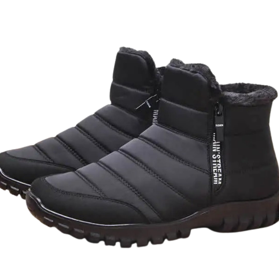 Men's Waterproof Winter Boots with Side Zip | Insulated Snow Boots | Anti-Slip Tread for Wet Ice & Snow | Round Toe Ankle High