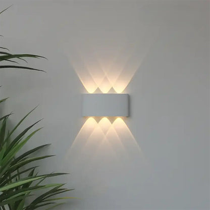 Weatherproof Sconce Fixture 8 in LED Up-Down Beam Black White for Exterior Front Door Hallway Patio Garden Modern Aluminum IP65 Architecture