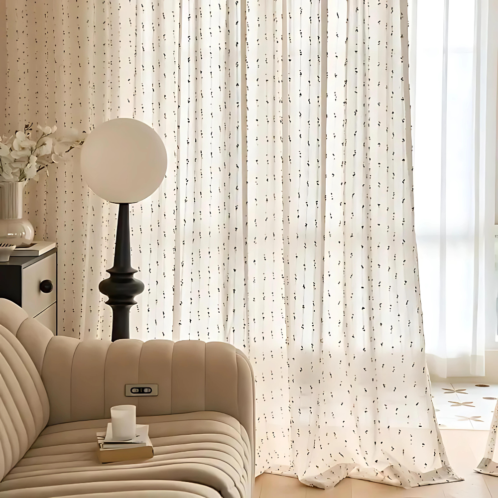 Sheer Voile Window Panel with Embroidered Rainbow Arcs – Playful Light-Filtering Drape for Kids Room, Nursery, Living Space & Balcony