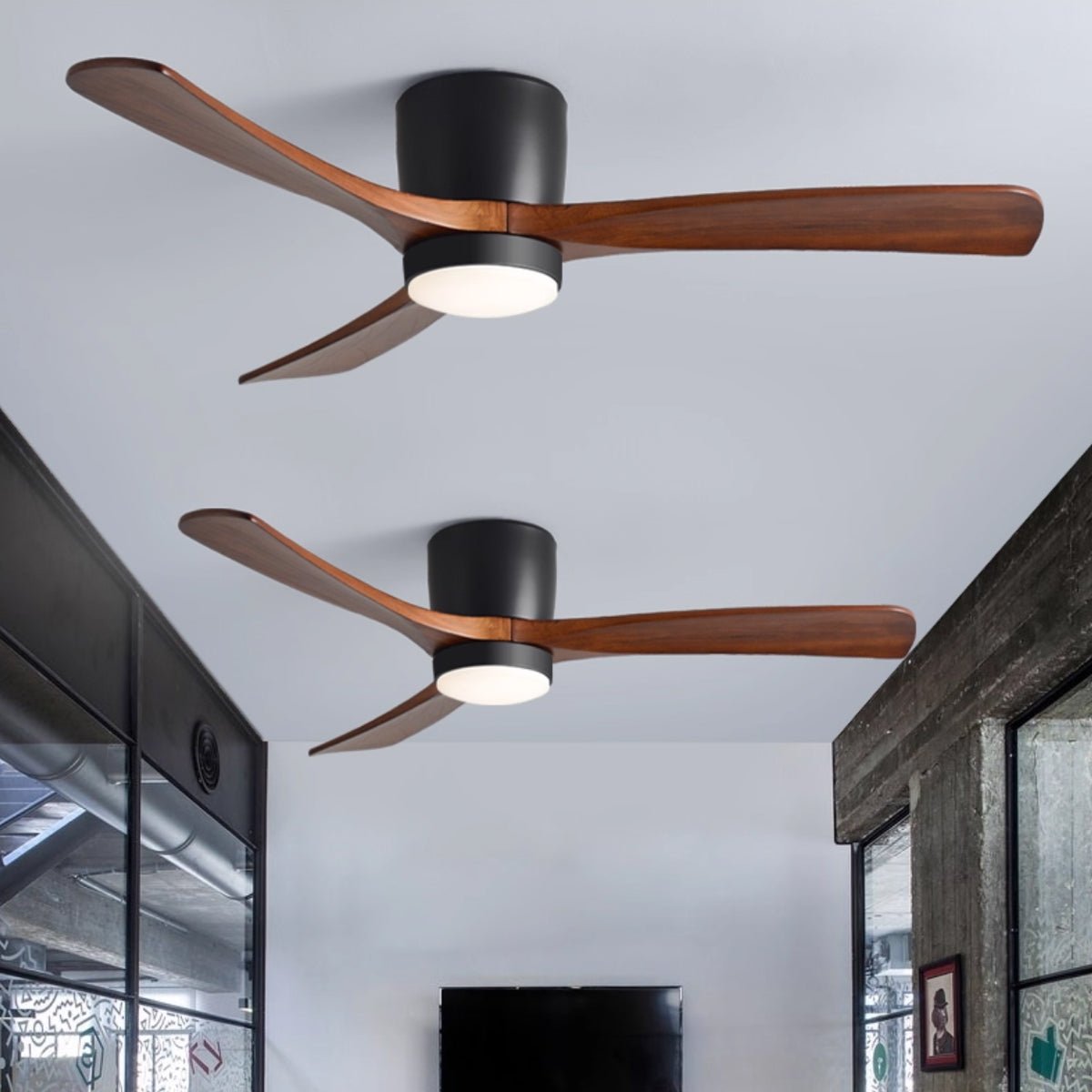 Sycamore Wood Ceiling Fan with LED Light – Whisper-Quiet 6-Speed DC Motor, Reversible Airflow, Remote Control, 42/48/52 Inch
