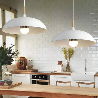 Wood and Iron Drop Light 14-24 Inches Diameter for Kitchen Island Dining Table Modern Minimalist Fixture E27 Socket Cord Height Adjustable