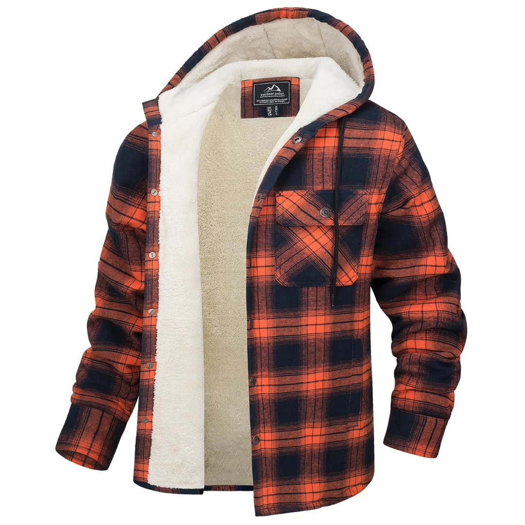 Hooded Flannel Shirt Jacket with Quilted Lining for Men – Thermal Button-Up Shacket for Fall & Winter