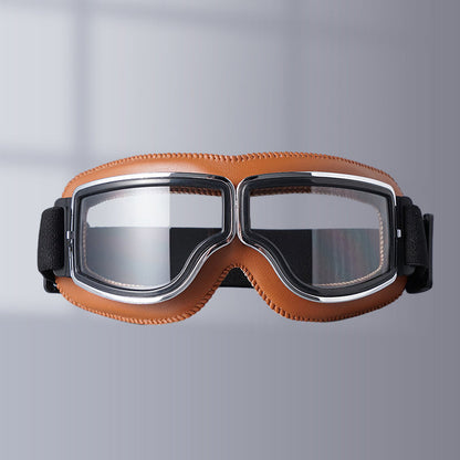 Retro Leather-Padded Motorcycle Goggles for Vintage Riding