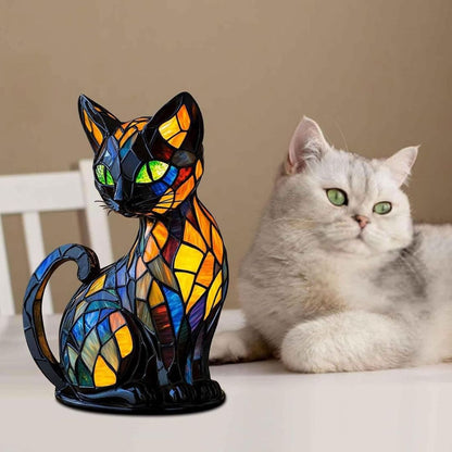 Handcrafted Cat Table Lamp with Warm Glow for Bedroom Nightstand Decor | Whimsical Feline Accent Light for Cat Lovers
