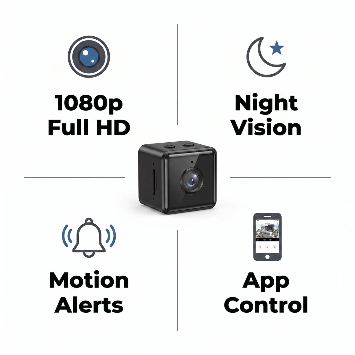 Compact HD Security Camera WiFi Enabled Weather-Resistant 1080p Live View Motion Detection Night Vision for Home Office Garage Porch