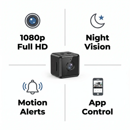 Compact HD Security Camera WiFi Enabled Weather-Resistant 1080p Live View Motion Detection Night Vision for Home Office Garage Porch