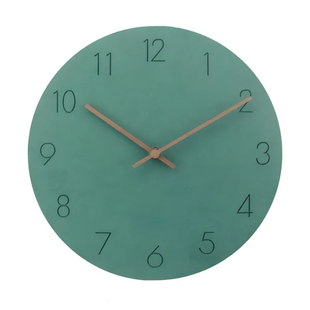 Wooden Wall Clock Silent Quartz Movement No Ticking 11.5 Inch Round Modern Home Office Bedroom Living Room Kitchen Décor Minimalist