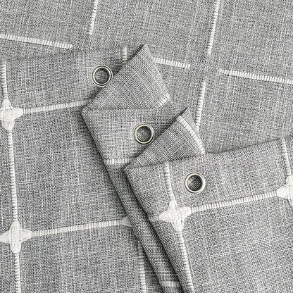 Waterproof Bath Curtain with Tassel Trim 71 x 79 Inches Gray Woven Linen Privacy Screen for Bohemian Bathrooms Country Style Decor Machine W