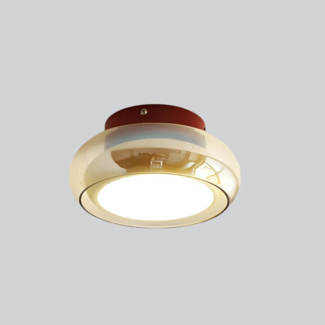 Lámpara de techo LED de montaje empotrado 24W con vidrio ámbar para habitaciones pequeñas y pasillos, luz cálida, lámpara de techo de estilo vintage para dormitorio y entrada