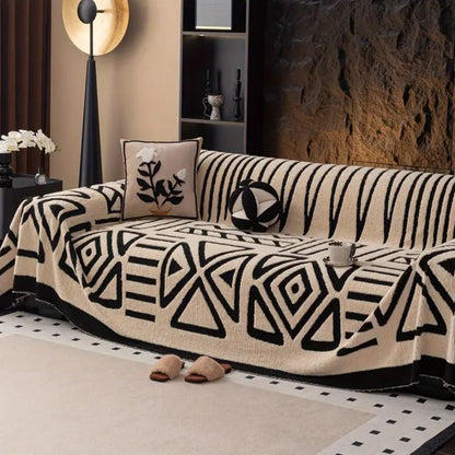 Sofa Throw Blanket with Non-Slip Grip — Jacquard Weave Pet-Proof Furniture Protector for Sectionals, Couches & Loveseats