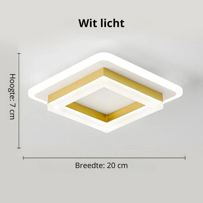 Square Flush Mount LED Ceiling Light 1920 Lumens for Bedroom Hallway Living Room Modern Geometric Low Profile Black White Layered Design Con