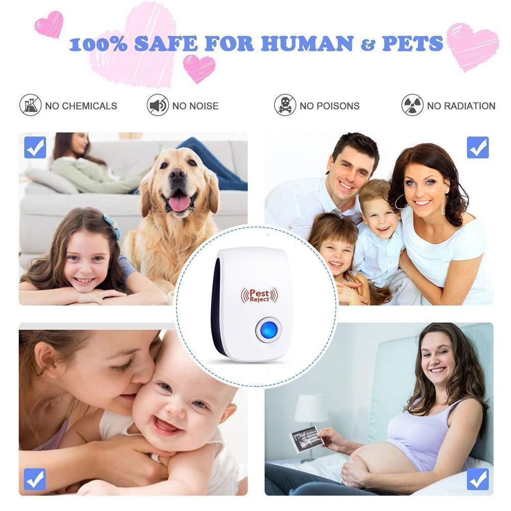 Electronic Pest Deterrent with Dual Wave Technology for Mice, Roaches, Spiders & Flying Insects – Plug-In Home Defense System for