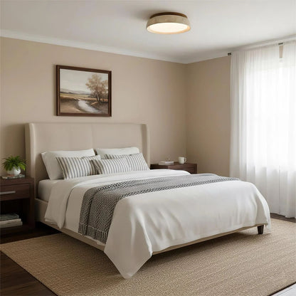 Flush Mount LED Light Fixture Stone Wood Acrylic Warm Glow for Bedroom Living Room Hallway Low Profile Modern Minimalist Scandinavian Japand