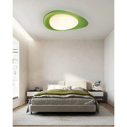 Flush Mount Ceiling Light Botanical Leaf Design Green 16 Inch Adjustable LED for Bedroom Kitchen Dining Room Natural Decor