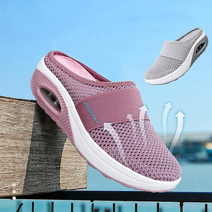 Cushioned Slip-On Sneakers with Arch Support for All-Day Walking Comfort Women's Breathable Mesh Athletic Shoes