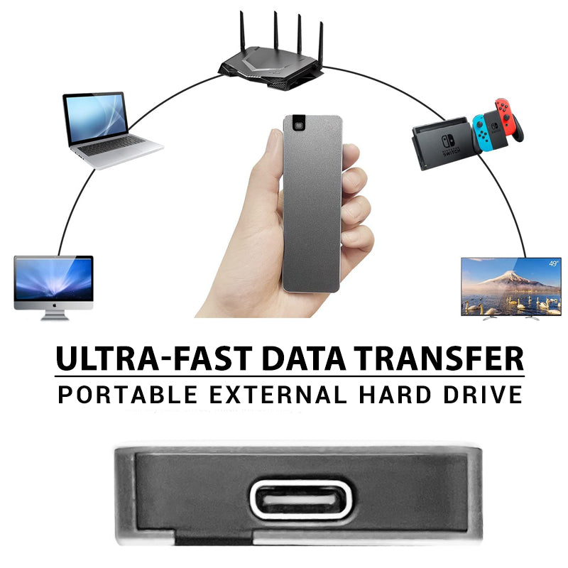 Portable External SSD Hard Drive USB 3.2 Gen 1 Shock-Resistant Aluminum Storage for PC Mac Laptop Travel Business Students Fast Data