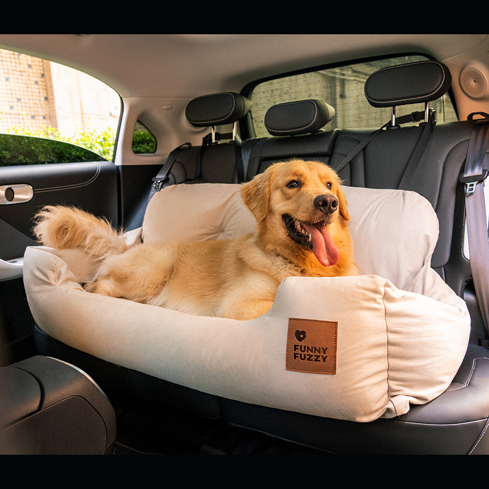 Dog Car Seat Cover for Back Seat – Padded Travel Hammock for Medium & Large Dogs with Safety Tethers & Storage Pockets