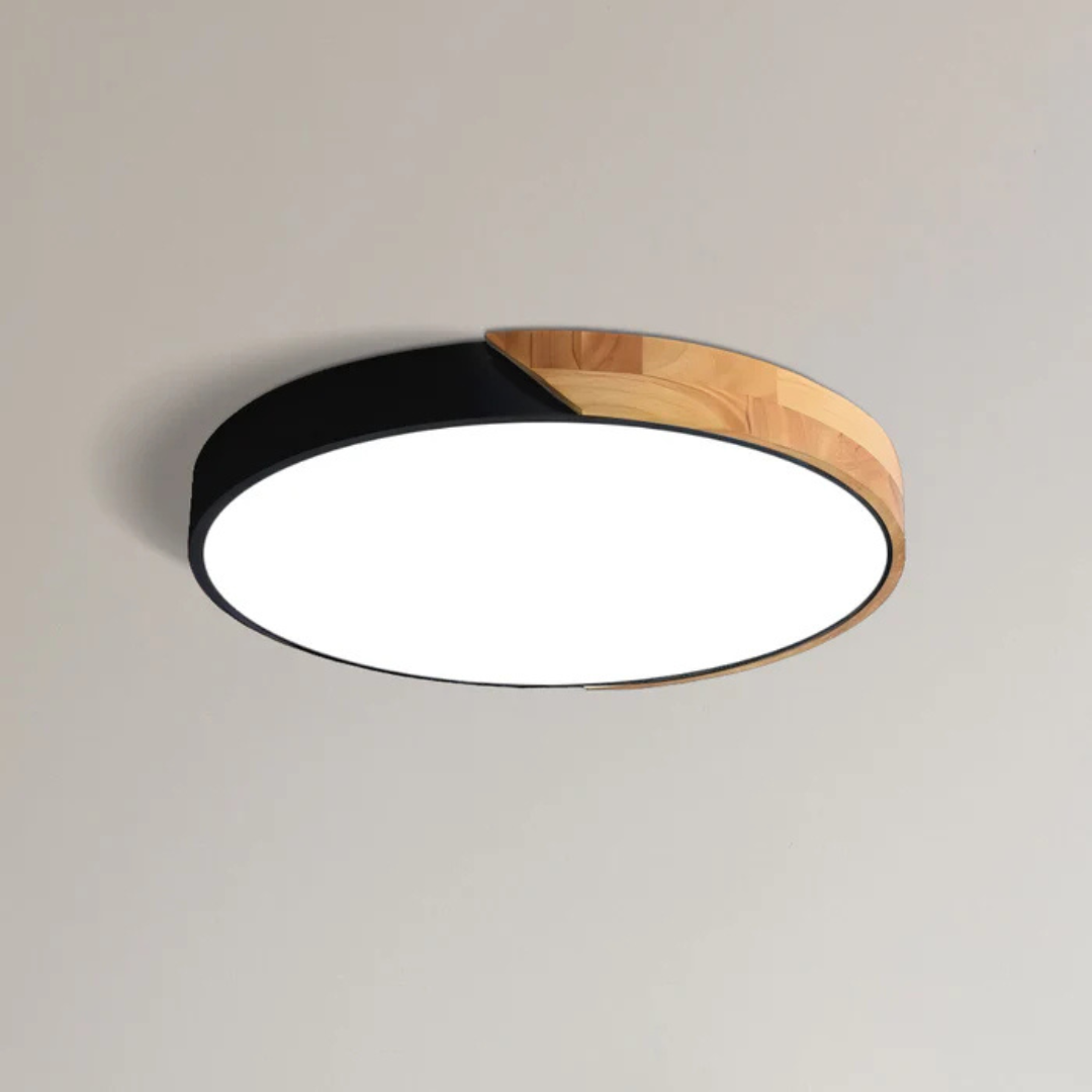 Wooden Flush Mount LED Light Fixture 3000K Soft White for Bedroom Living Room Hallway Minimalist Nordic Style Modern Recessed Low Profile Ac