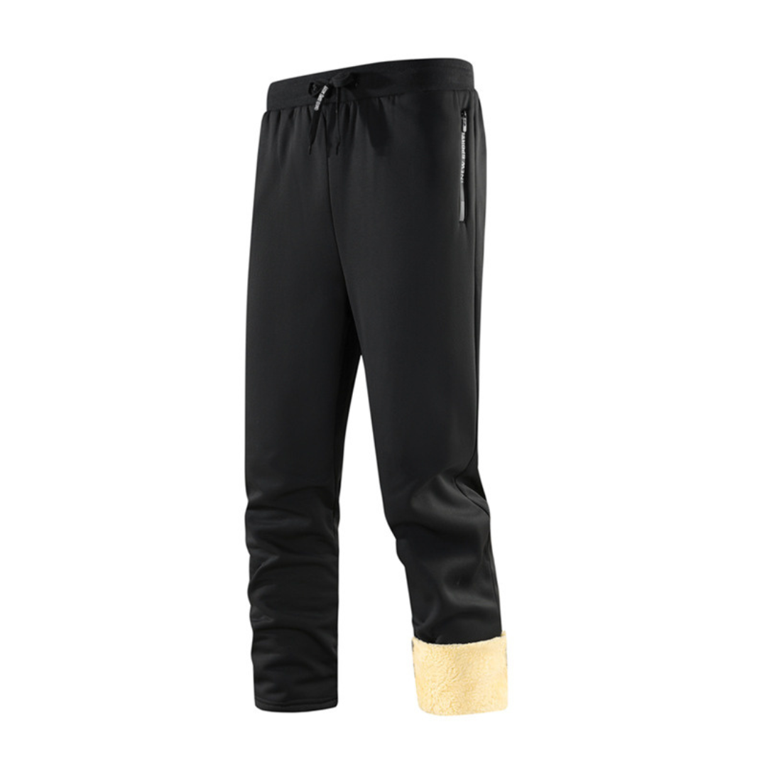 Thermal Fleece-Lined Joggers with Zippered Pockets – Winter Sweatpants for Men