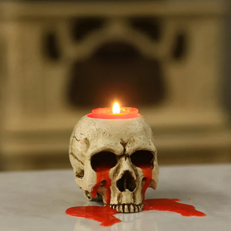 Portavelas de Calavera Creston - Resina Artesanal, Decoración Gótica