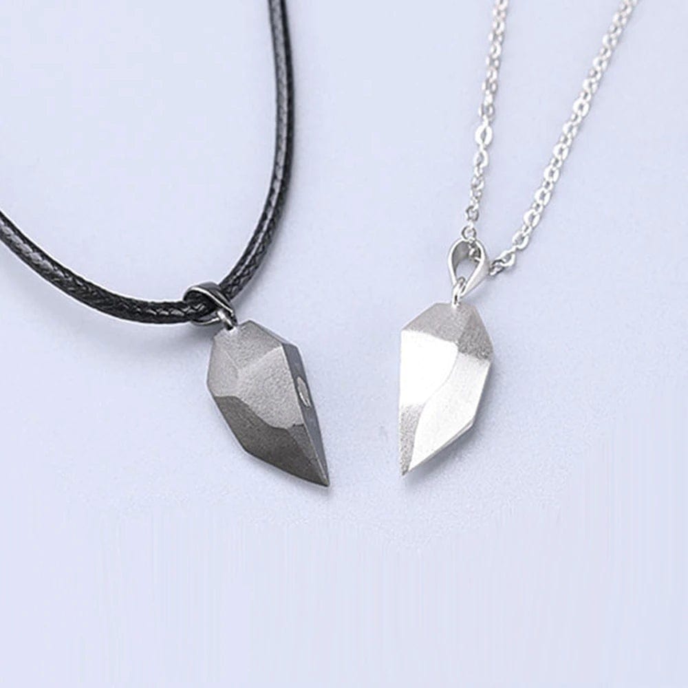 Magnetic Heart Pendant Necklaces for Couples – Matching His & Hers Set with Gold-Plated Finish – Two Interlocking Hearts – Gift for