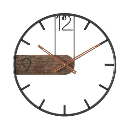 Quiet Wood & Metal Wall Clock | Round Timepiece 16-20 Inch | Battery Operated Silent Sweep for Bedroom Office Kitchen Living Room Decor