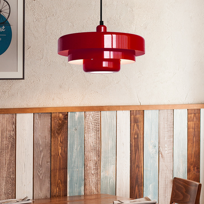 Round Metal Pendant Light 14-Inch Industrial Farmhouse Ceiling Fixture for Kitchen Island Dining Room Bedroom E26 Socket Green Orange