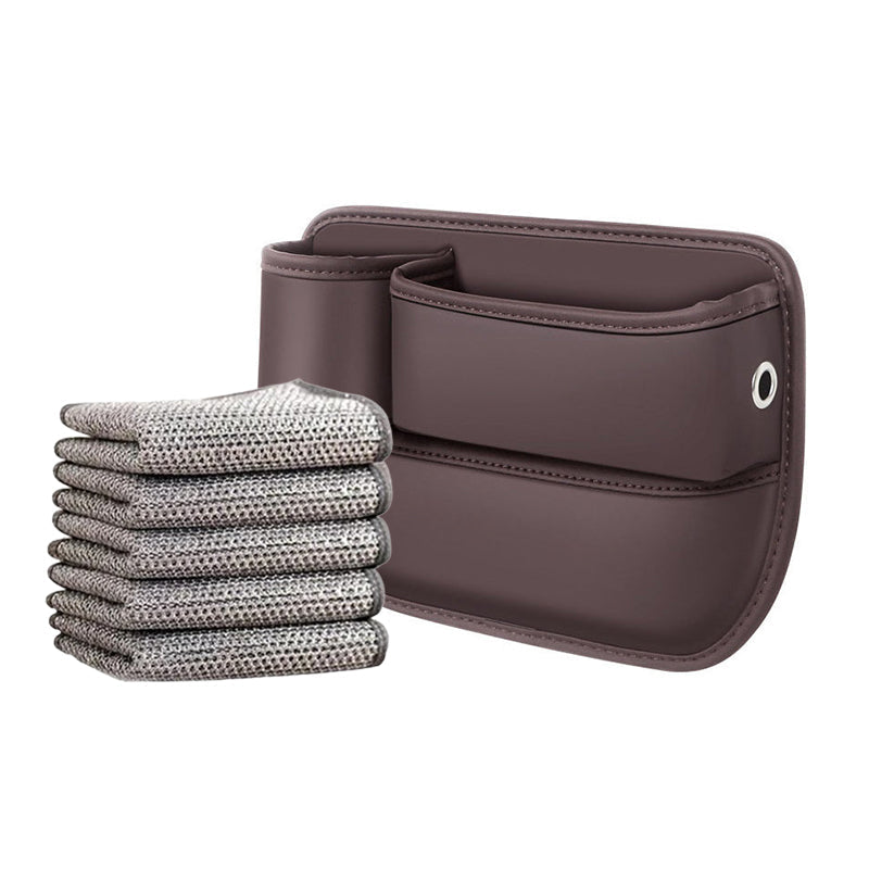 Car Seat Gap Organizer Faux Leather Storage Caddy with Charging Port for Center Console Driver Passenger Side Vehicle Accessories