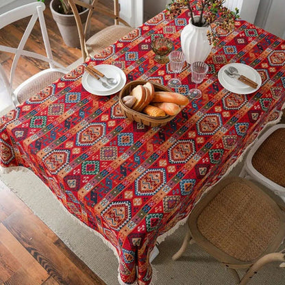 Mantel Oasis Dunes - Jacquard de microfibra, estampado boho