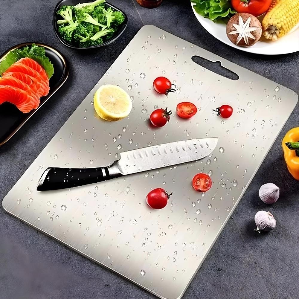 Stainless Steel Cutting Board for Kitchen – Antibacterial Non-Porous Food Prep Surface – Dishwasher Safe