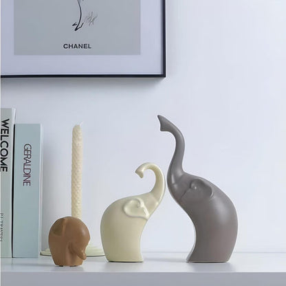 Elephant Sculpture Set - High-Quality Resin, Abstract Design