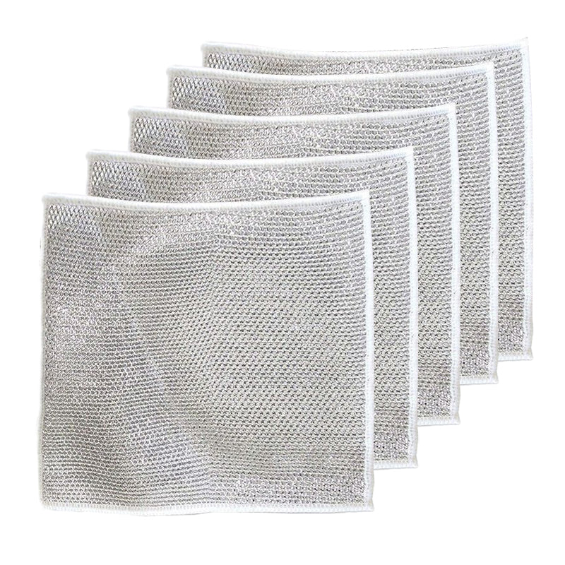 Stainless Steel Scouring Pads for Cast Iron Skillets Griddles Ovens Cookware 8×8 Inch Reusable Non-Scratch Wire Mesh Scrubber for Home Resta
