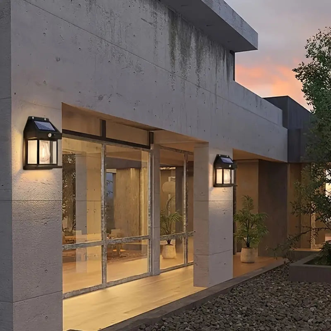 Solar Motion Sensor Wall Light for Outdoor Garden & Patio - Wireless LED Lantern with Auto-On Dusk to Dawn Sensor