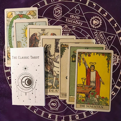Classic Tarot Card Deck 78-Card Set for Divination and Spiritual Guidance | Complete Reading Kit with Instruction Booklet
