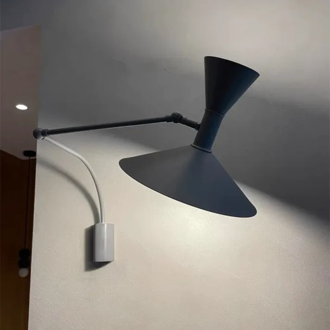 Adjustable Swing Arm Wall Sconce in Metal for Bedroom Reading, Office Task Light, Living Room Accent | E14 LED Socket