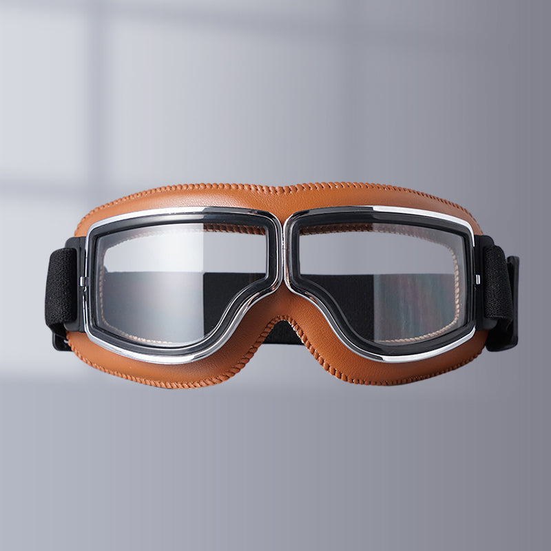 Retro Motorcycle Goggles with Adjustable Strap, UV Protection & Impact-Resistant Polycarbonate Lens for Riding, Cycling & Outdoor Use